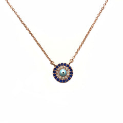 Evil Eye Round Disc Necklace