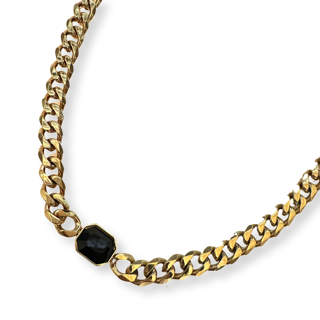Stanley Gem Chain Necklace - Black