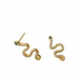 Sterling Silver Emerald Snake Stud Earrings