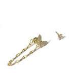 Sweet Butterfly Chain Stud Unbalanced Earring Set