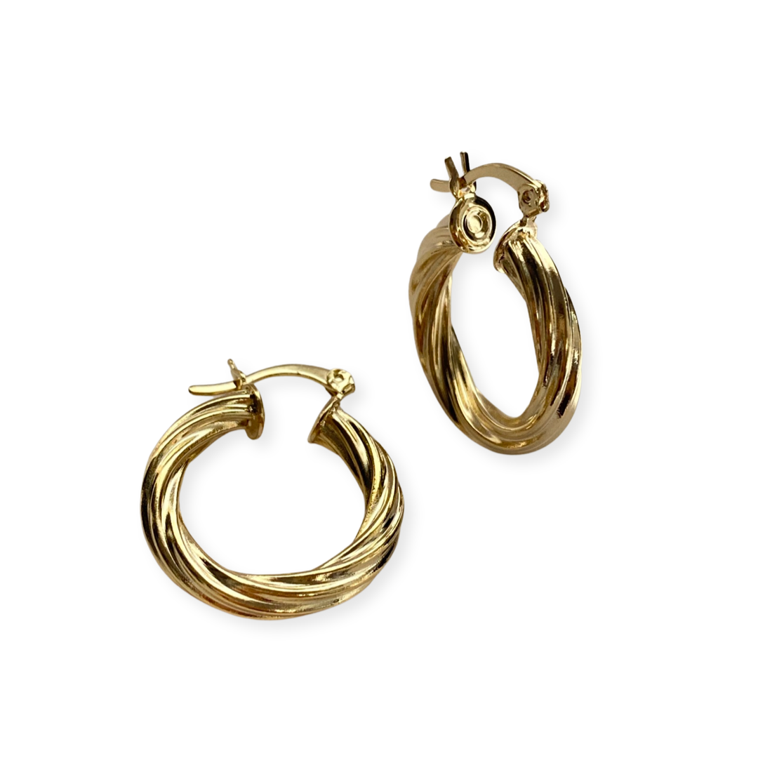 Gold Filled Twist Clasp Hoops