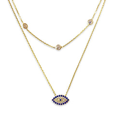 Layered Evil Eye Bezel Necklace