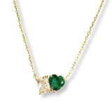 Adriene Emerald Birthstone Heart Duo Petite Necklace