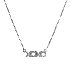 XOXO Pave Block Script Necklace