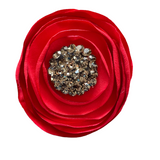 Crystal Magnetic Round Flower Brooch