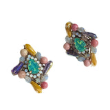 Karen Diamond Color Cluster Stud Earrings