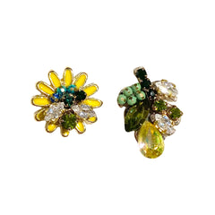 Karen Flower Leaf Cluster Stud Earrings