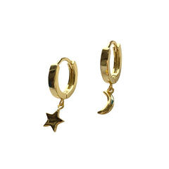 Moon Star Charm Huggies