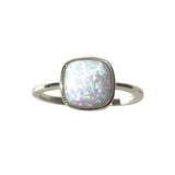 Opaline White Opal Square Ring
