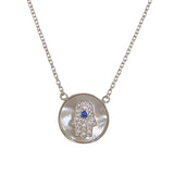 Hamsa Disc Mother of Pearl Necklace