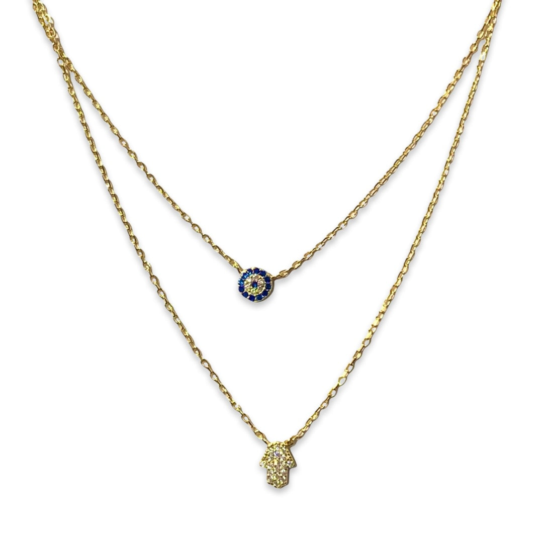 Blue Hamsa Evil Eye Necklace by matree – Jewel Box by ARNAV