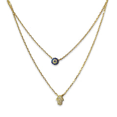 Layered Evil Eye Hamsa Necklace