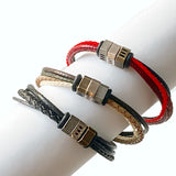 Braided Leather Chain Bolt Magnetic Bracelet