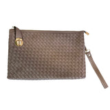 Michelle Buckle Basket Woven Clutch Crossbody Handbag