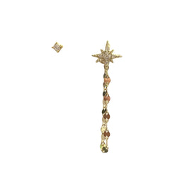 Starburst Twist Chain Unbalanced Earring Set