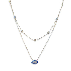 Layered Evil Eye Bezel Necklace