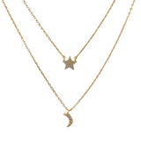 Layered Moon Star Necklace