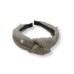Pearl Ruched Glitter Knot Headband