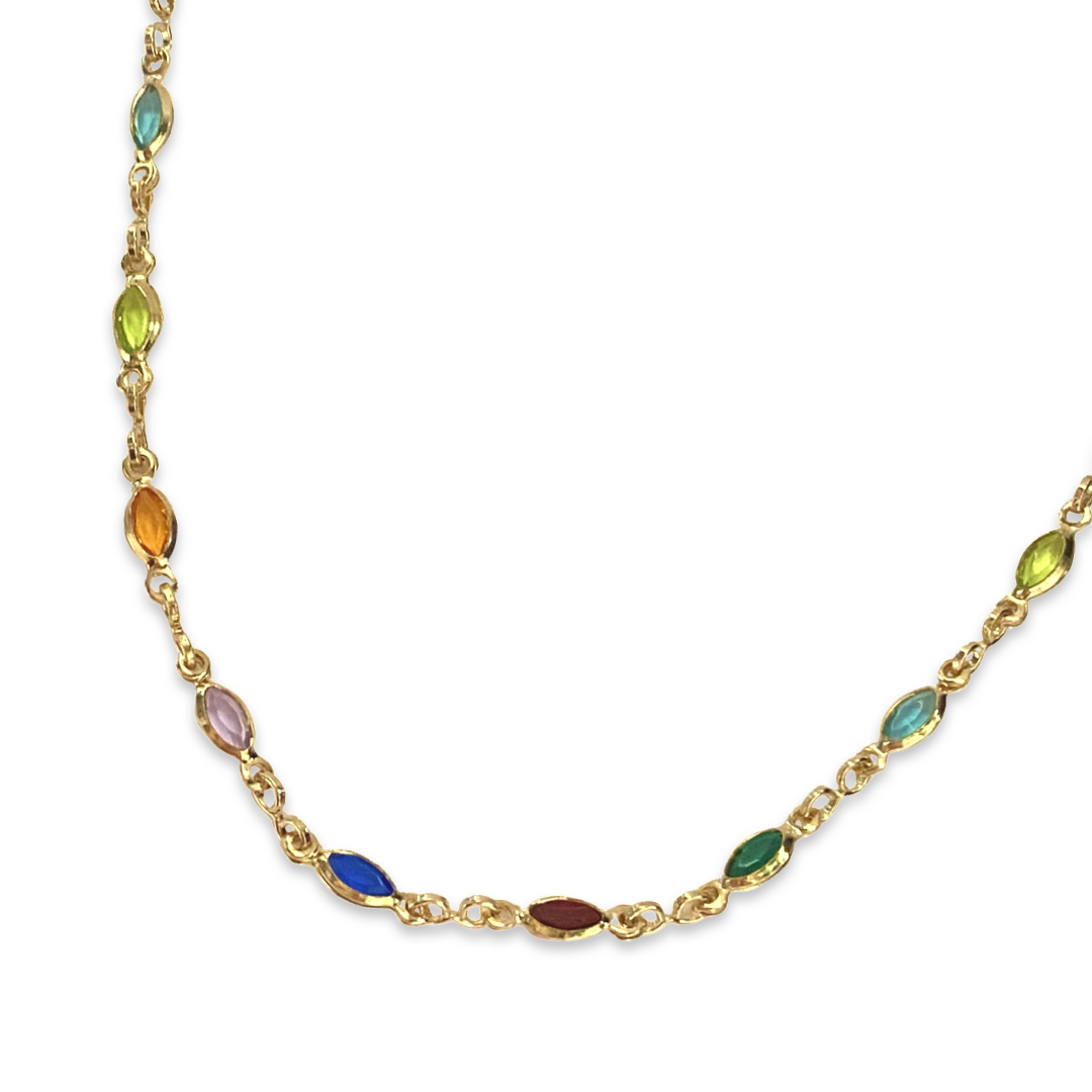 Gold Filled Marquis Rainbow Bezel Anklet