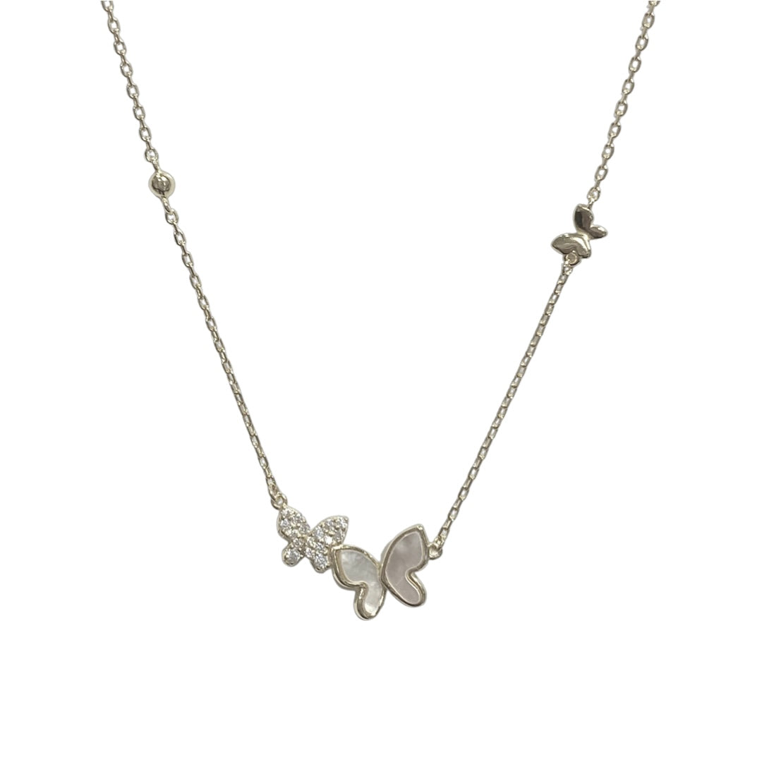 Sweet Butterfly Duo Mother of Pearl Necklace