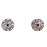 Evil Eye Disc Stud Earrings