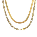 Goldie Layered Herringbone Linked Chain Choker