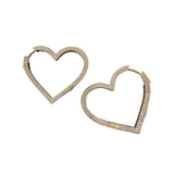 Brass Heart Pave French Clasp Hoops