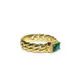 Grace East West Emerald Baguette Cuban Chain Ring