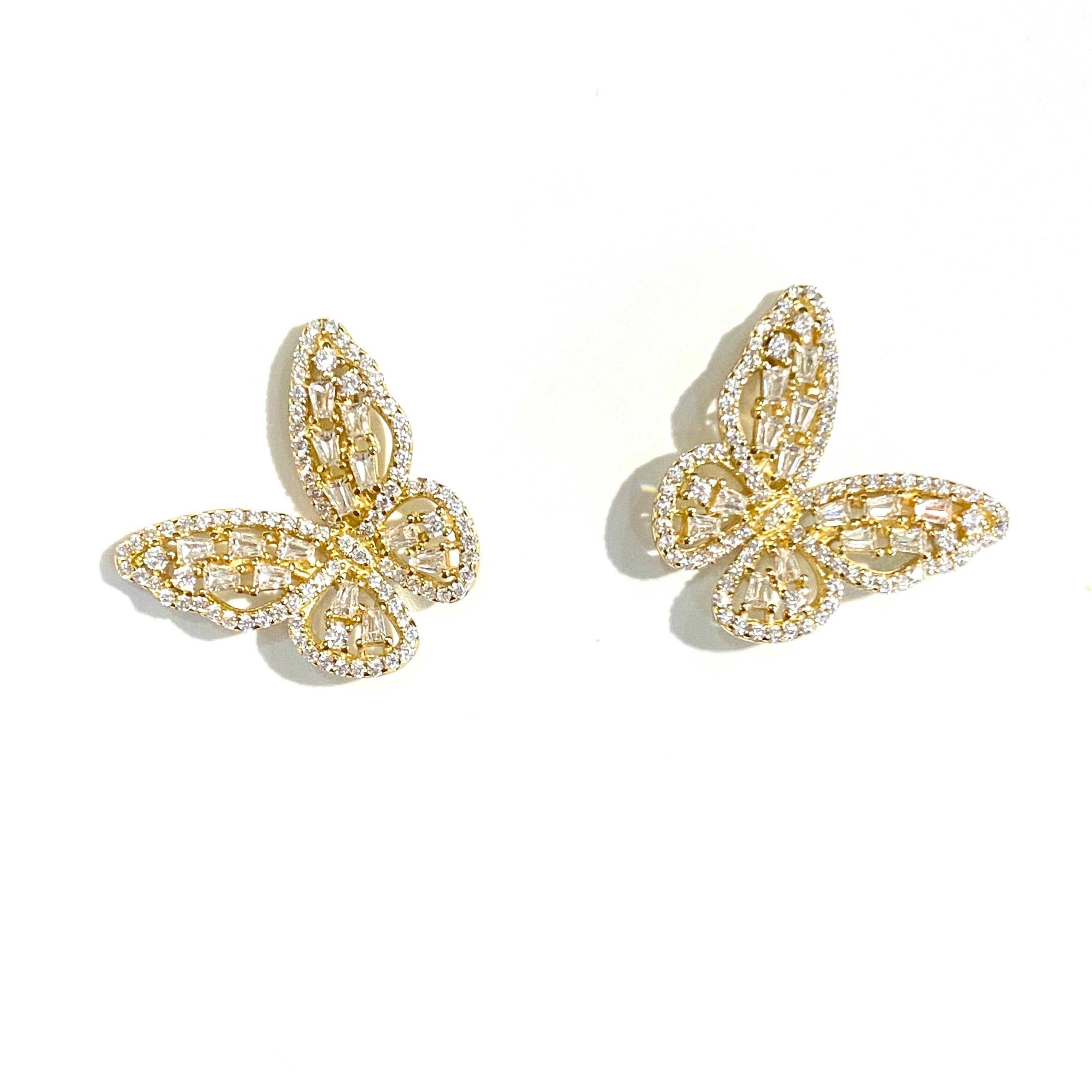 Sweet Baguette Butterfly Earrings