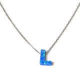 Initial Blue Opal Necklace