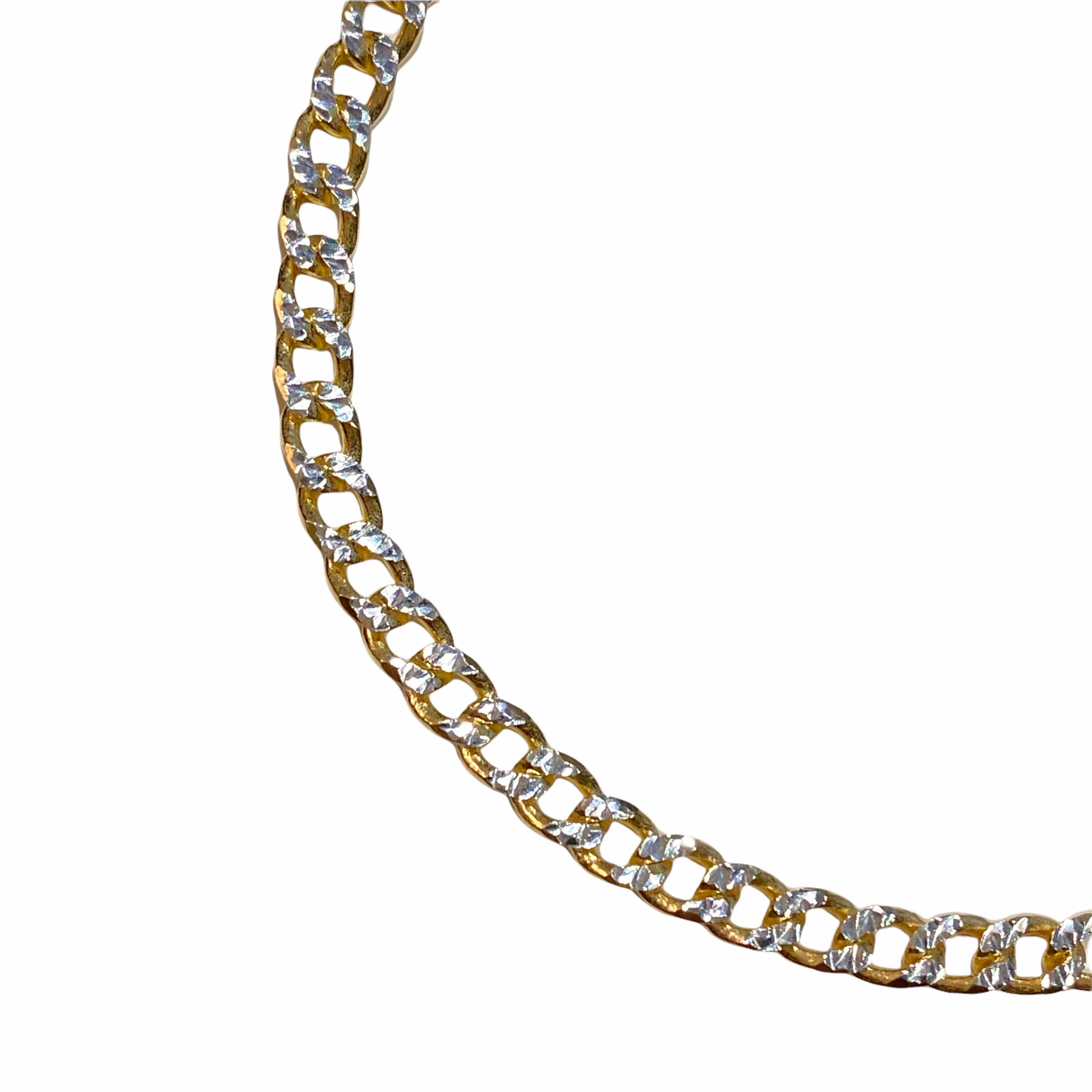 Two Tone Cuban Chain Thin 3mm 7 Bracelet