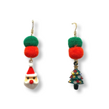 Holiday Santa Tree Drop Mix Earrings