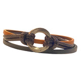 Karen Metal Disc Leather Bracelet