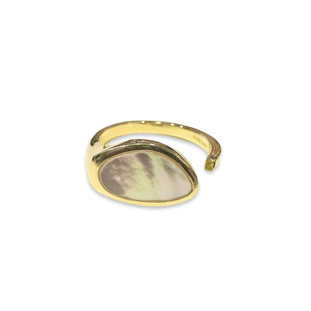 Olivia Mother of Pearl Geometric Adjustable Ring
