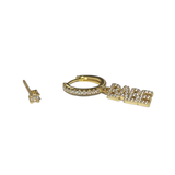 Noellery Gold Babe Huggie Clear Stud Set