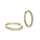 Baguette Inside Out 1” French Clasp Hoops