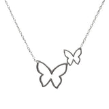 Sweet Two Butterfly Outline Necklace