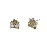 Flower Birthstone Rectangle Studs