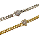 Cuban Chain Heart Bezel Bracelet