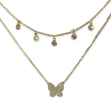 Sweet Butterfly Pave Layered Necklace