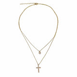 Layered Cross Bezel Necklace