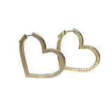 Brass Heart Pave French Clasp Hoops