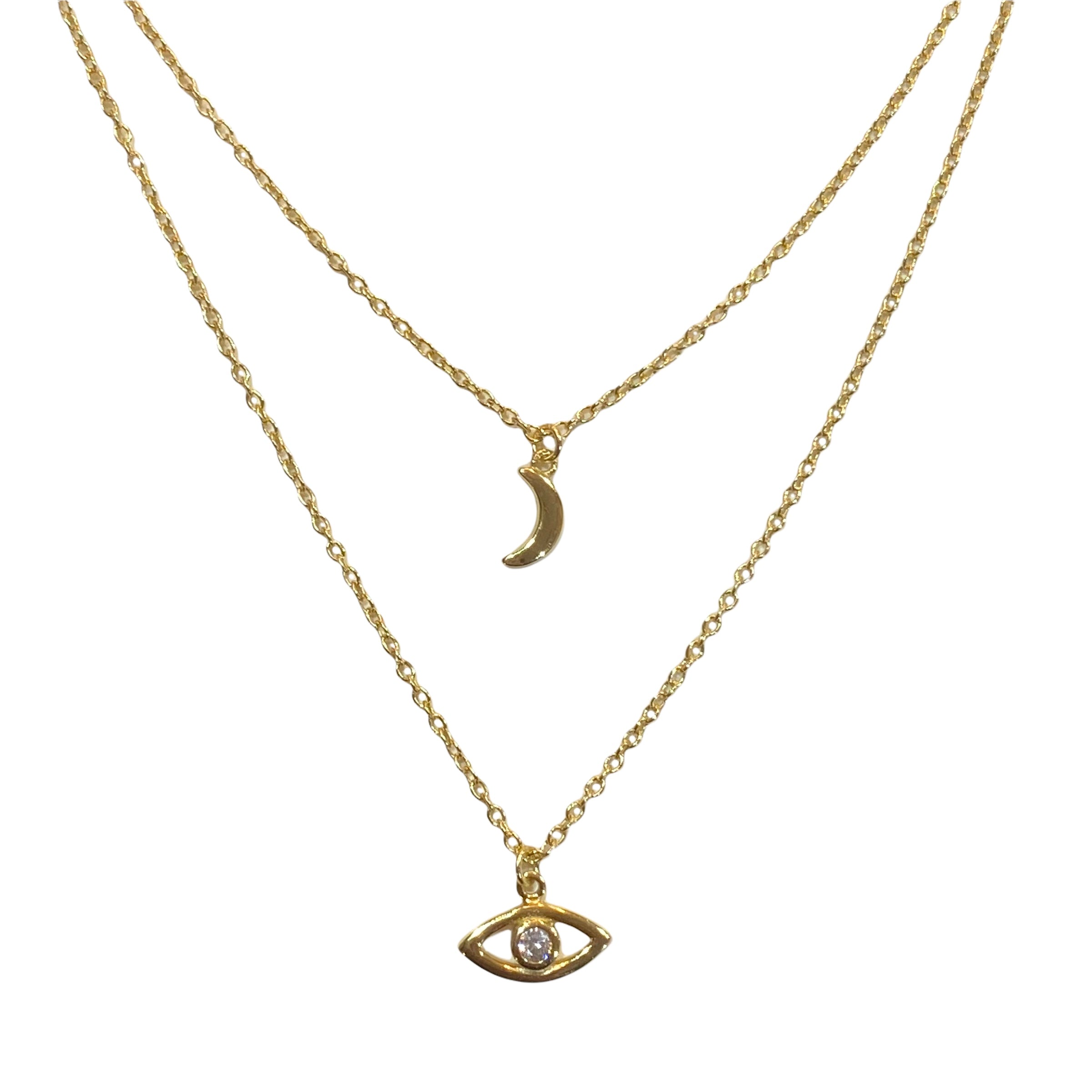 Evil Eye Moon Layered Necklace
