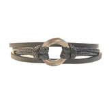 Karen Metal Disc Leather Bracelet