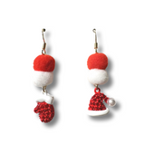 Holiday Santa Hat Mitten Drop Mix Earrings