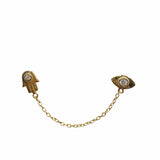 Evil Eye Hamsa Double Chain Stud Earrings