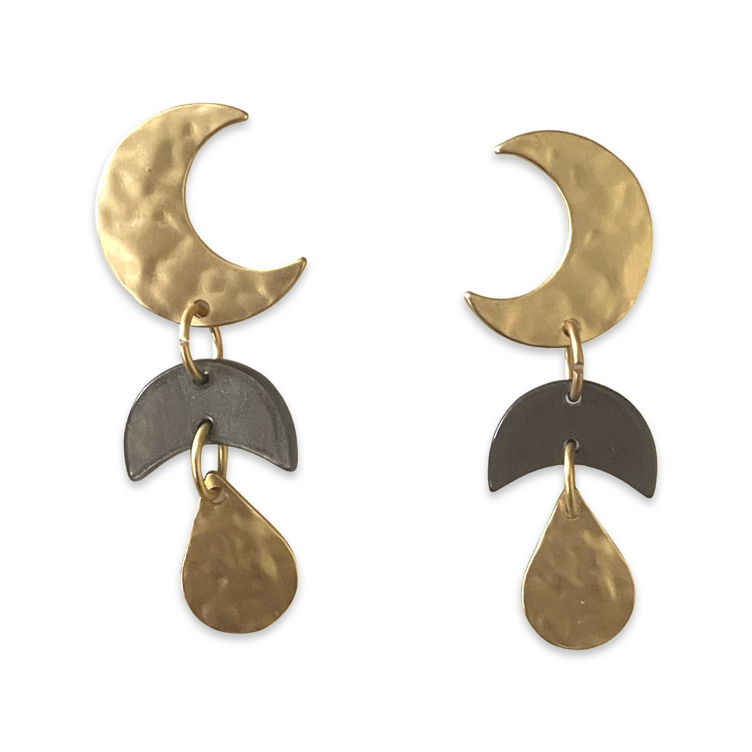 Crescent Moon Tortoise Earrings