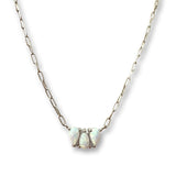 Petite Teardrop Opaline White Opal Necklace