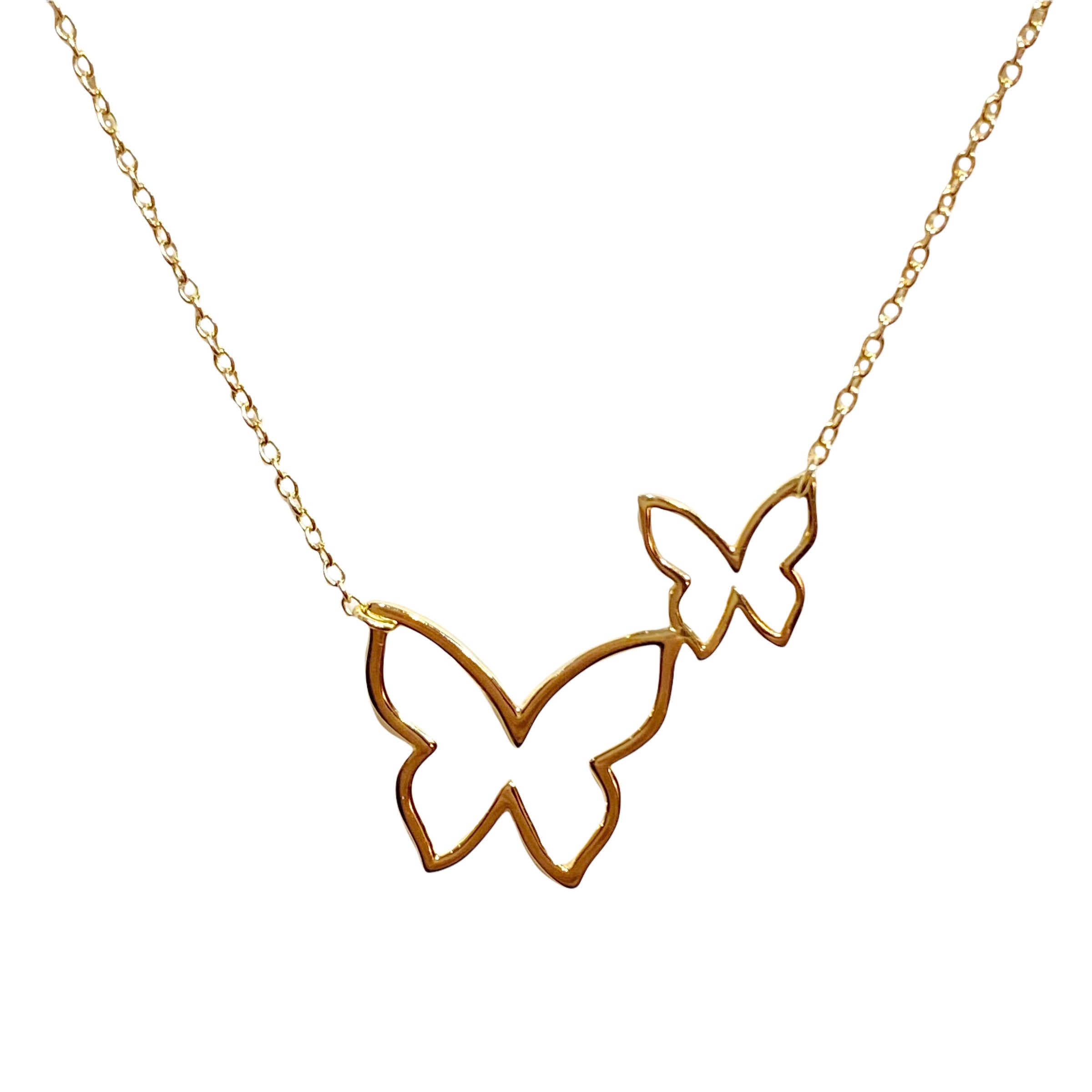 Sweet Two Butterfly Outline Necklace