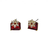 Flower Birthstone Rectangle Studs